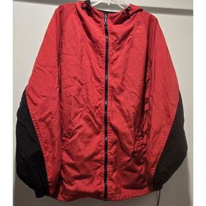 Men's Vintage 90s Large Red‎ Jansport Hooded Nylon Jacket Parka Mesh Lining